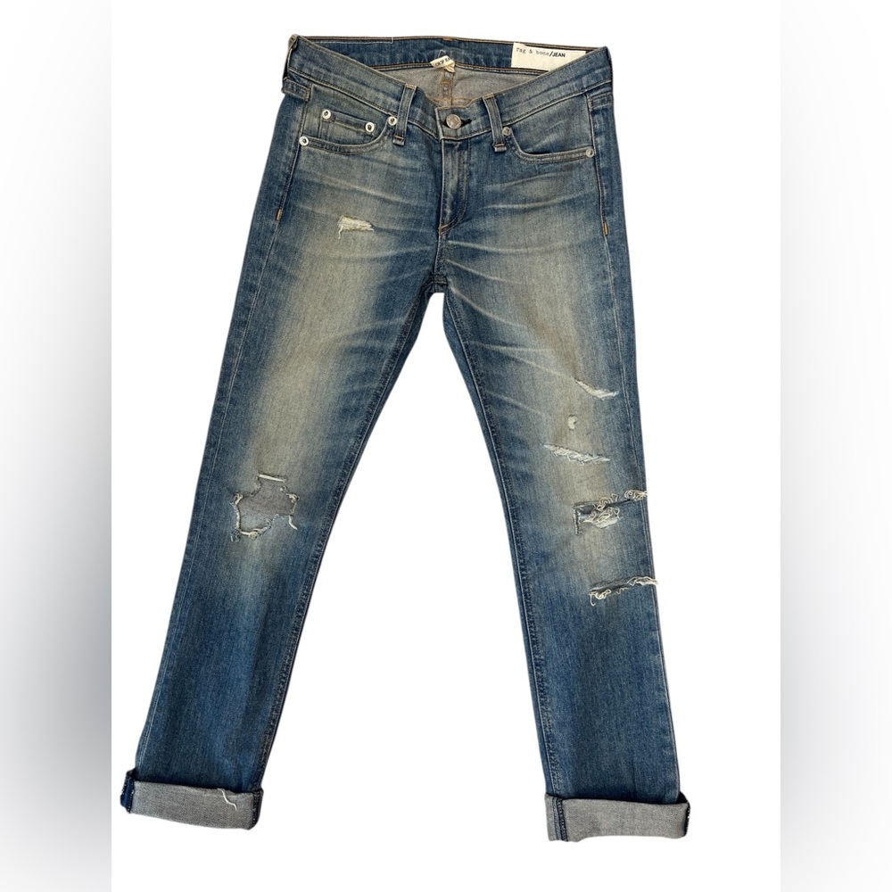 Rag & Bone Distressed Cropped Jeans Raw Hem Size 25 NWT